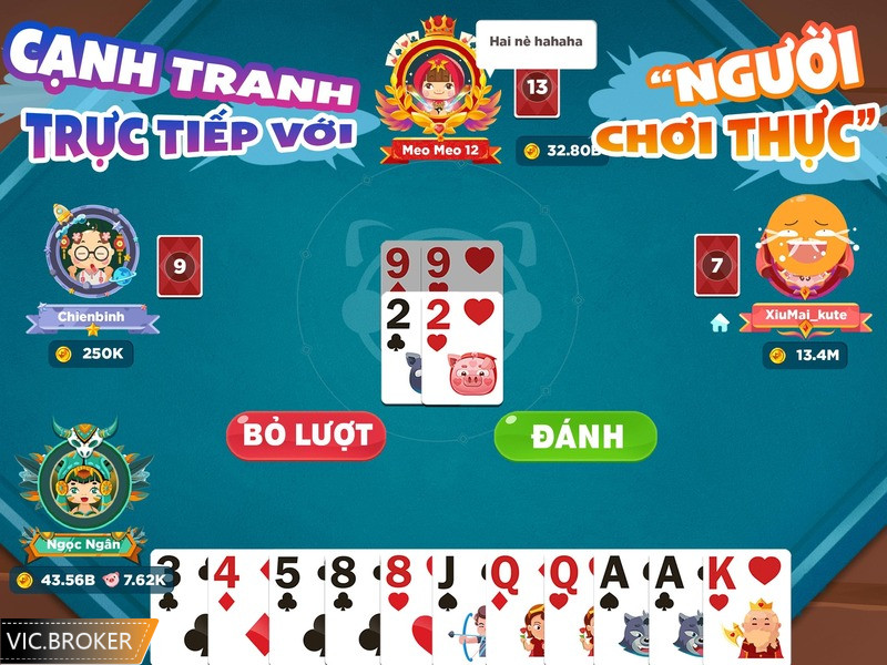 Chọn bàn chơi trong tiến lên miền Nam Vic Club